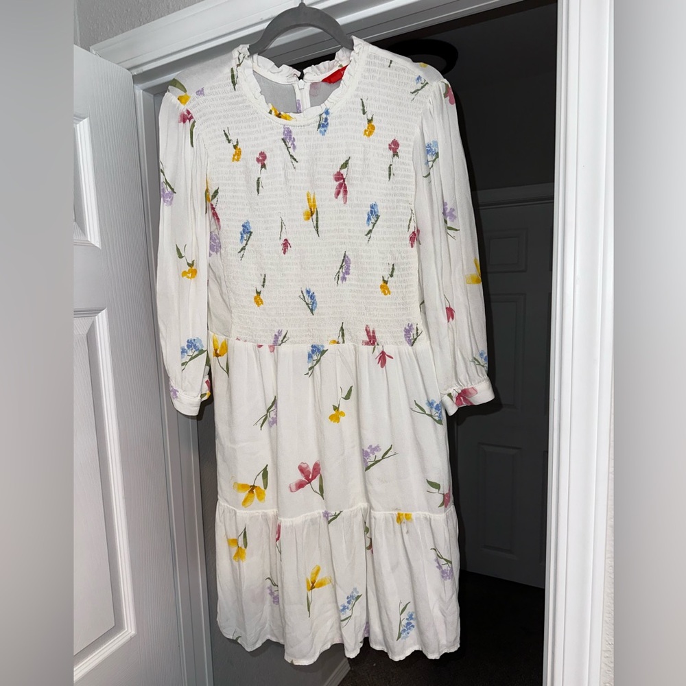 Joe Fresh White Ruffled Floral Tiered Sundress